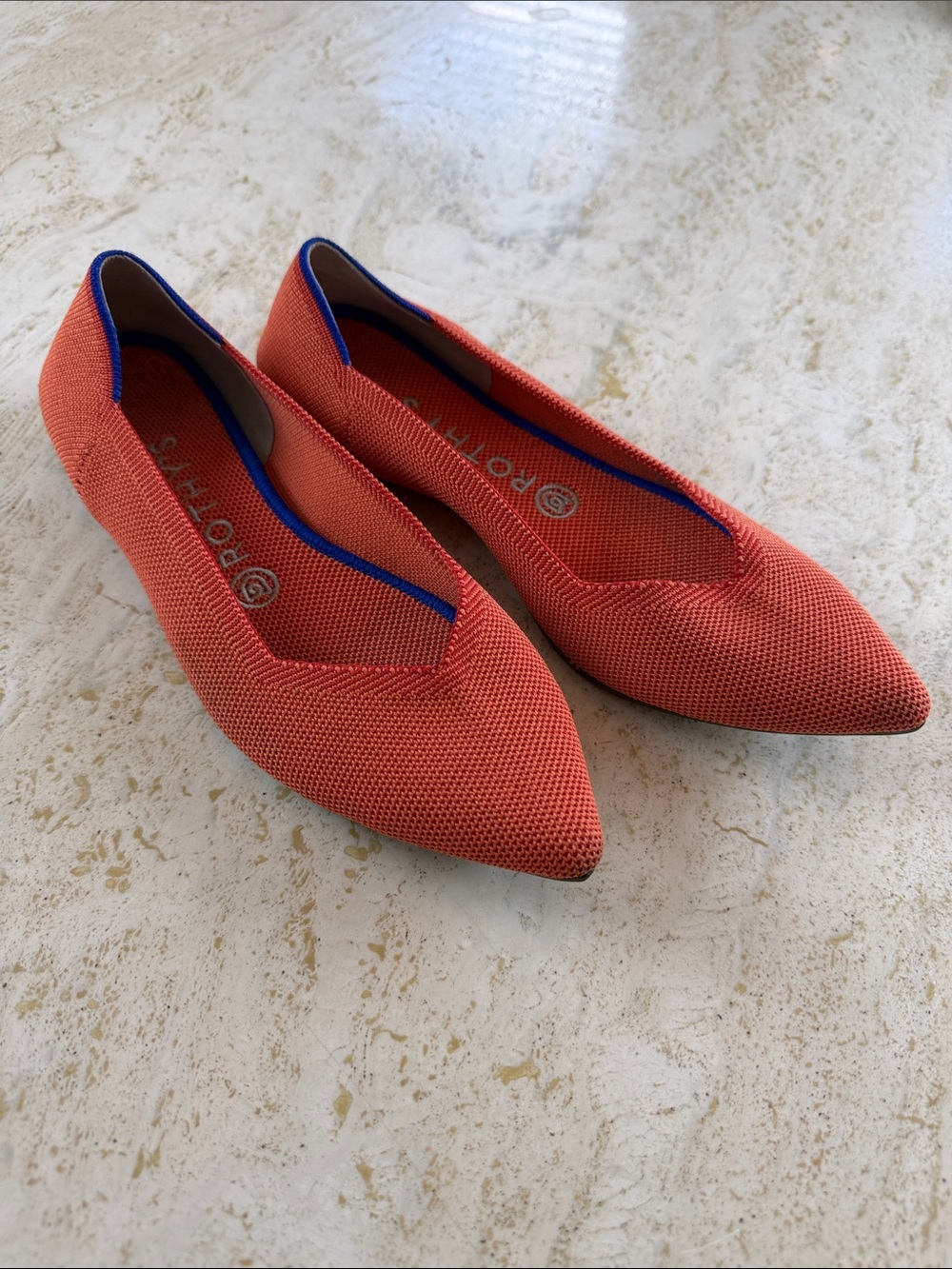 Rothy’s The Point Flats Women’s 8.5 Retired Persimmon Orange Pointed Toe Knit
